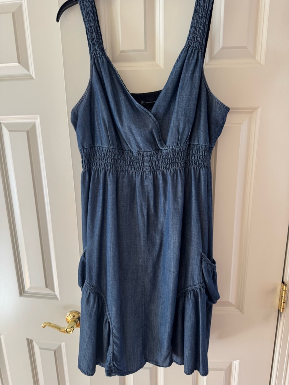 INC International Concepts Denim-Blue Smocked Waist Sundress